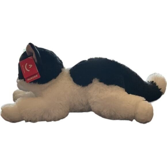 Aurora Black & White Oreo Plush Cat Stuffed Animal Toy 17" - Picture 5 of 7